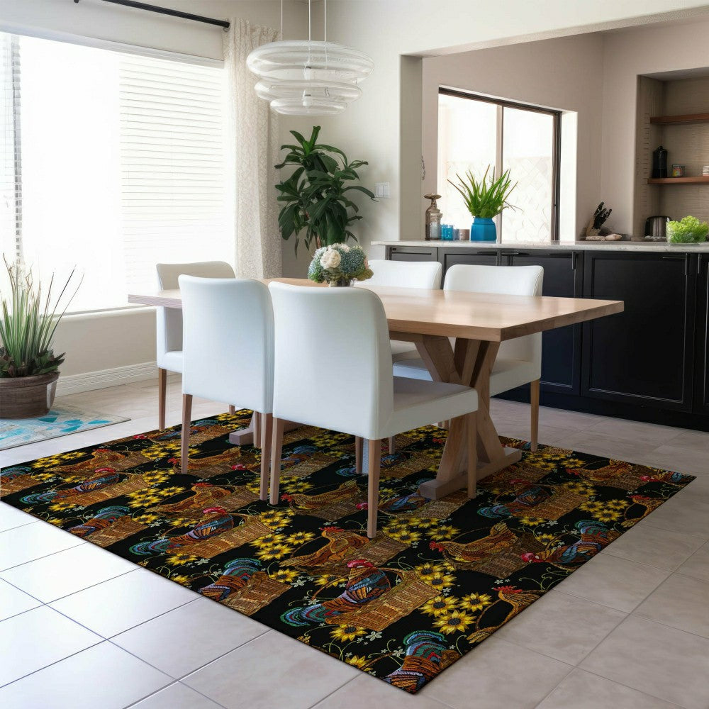 Plow & Hearth Kendall Farmhouse Rooster Polyester Area Rug