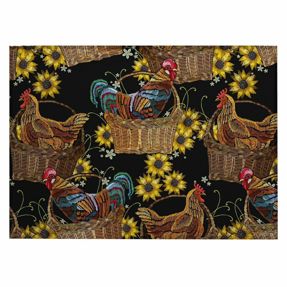Plow & Hearth Kendall Farmhouse Rooster Polyester Area Rug