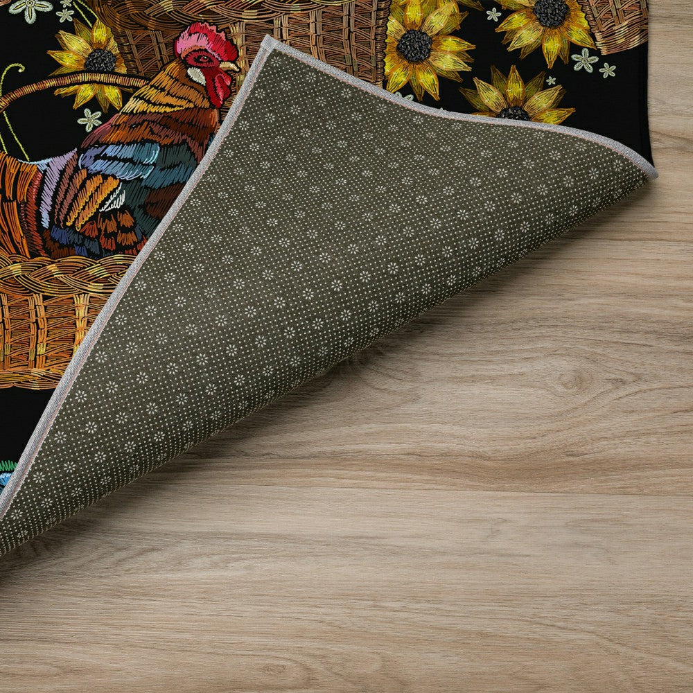 Plow & Hearth Kendall Farmhouse Rooster Polyester Area Rug