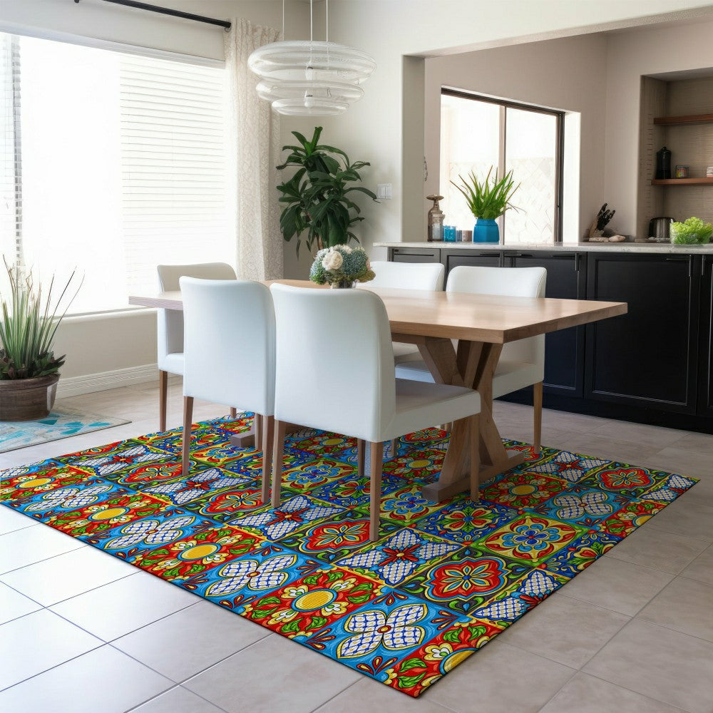 Plow & Hearth Kendall Talavera Inspired Polyester Area Rug