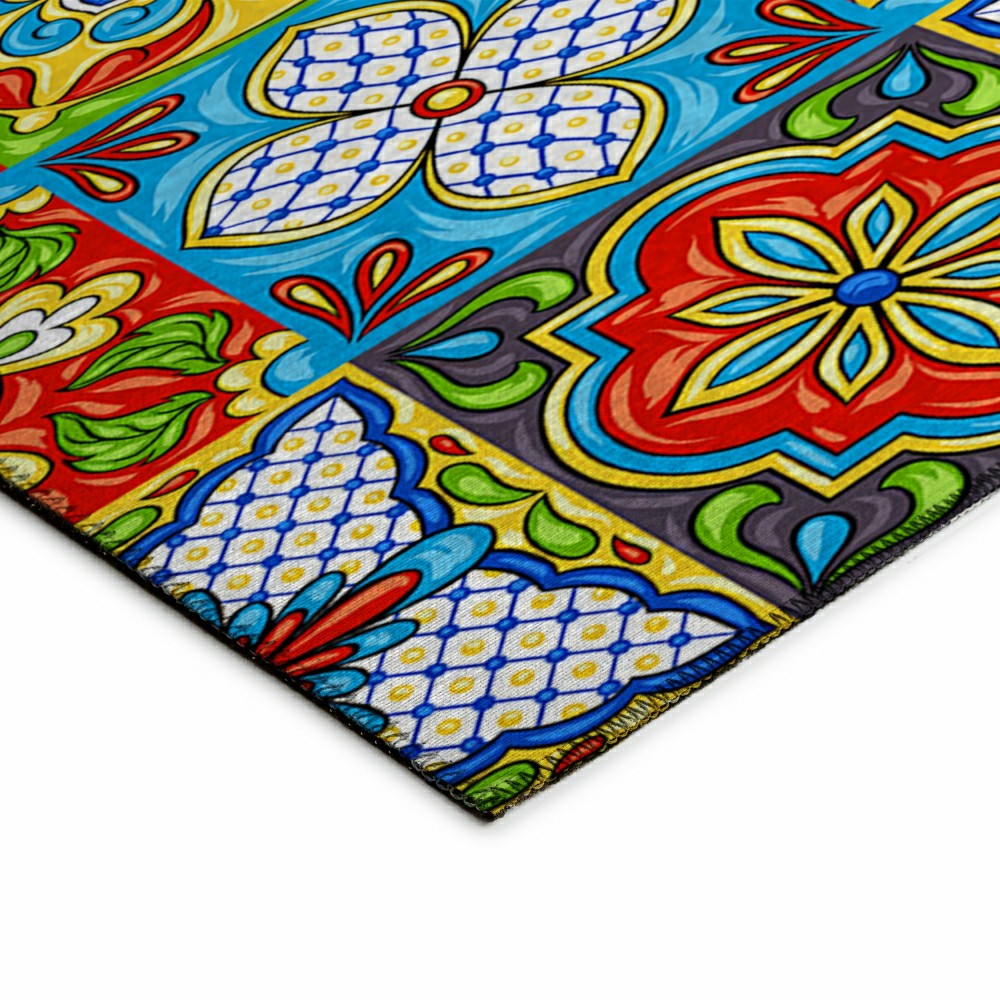 Plow & Hearth Kendall Talavera Inspired Polyester Area Rug