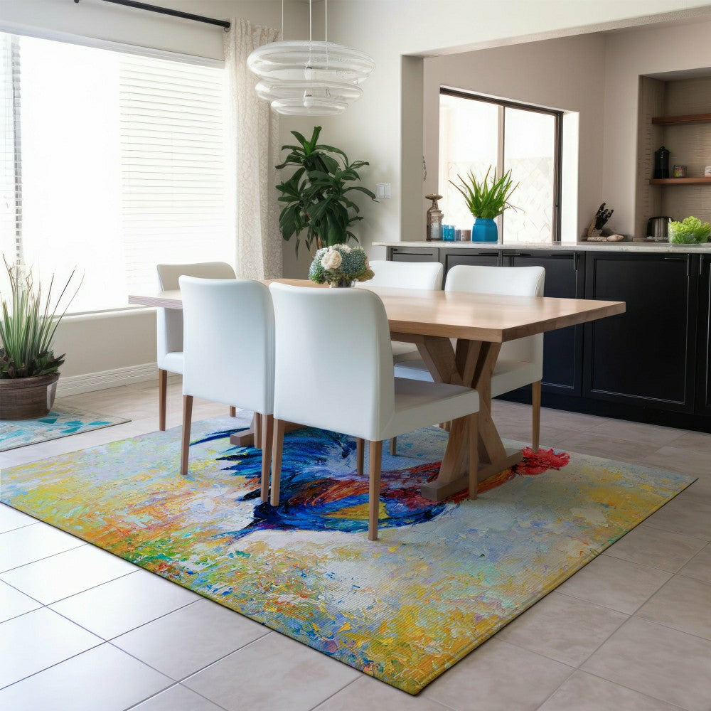 Plow & Hearth Kendall Roosters Polyester Area Rug