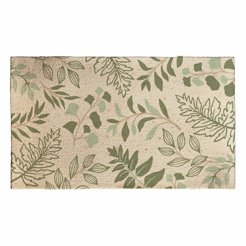 Plow & Hearth Indoor/Outdoor Greenery Shaped Polypropylene Accent Rug 24"x42"