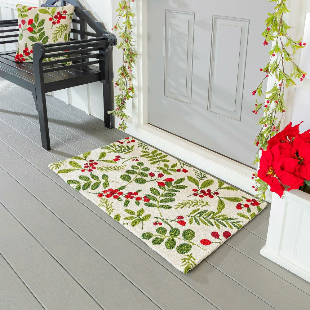 Plow & Hearth VivaStyle Hooked Rug 24" X 42", Festive Foliage