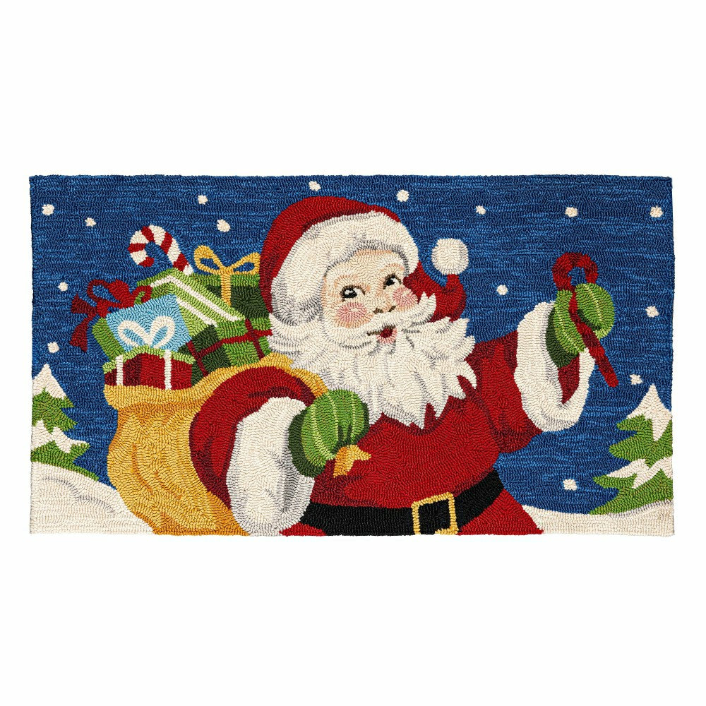 Plow & Hearth Indoor/Outdoor Hooked Rug Santa Polypropylene, 24"x42"