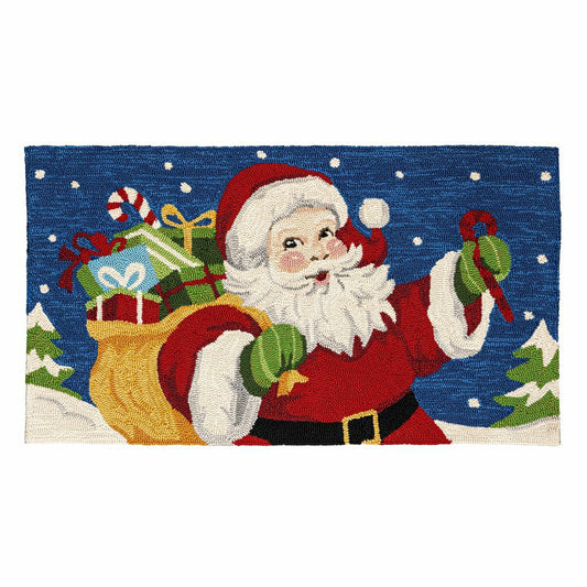 Plow & Hearth Indoor/Outdoor Hooked Rug Santa Polypropylene, 24"x42"