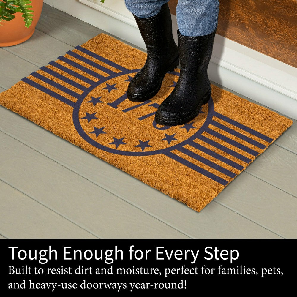 Plow & Hearth Red White & Bloom Coir Mat,"1776", 28"x16"