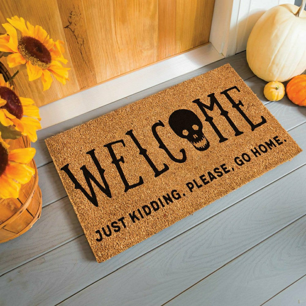 Plow & Hearth 28" x 16" Nature Coir Mat, Welcome Just Kidding, Please Go Home