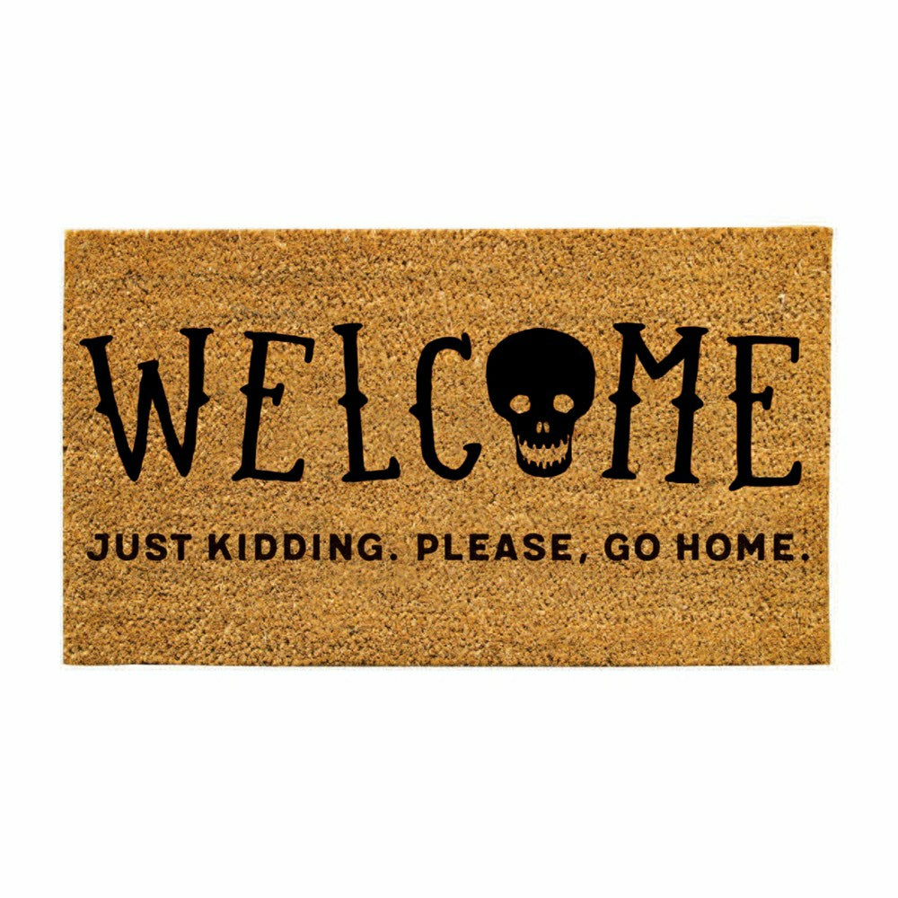 Plow & Hearth 28" x 16" Nature Coir Mat, Welcome Just Kidding, Please Go Home