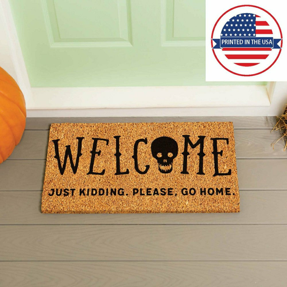 Plow & Hearth 28" x 16" Nature Coir Mat, Welcome Just Kidding, Please Go Home