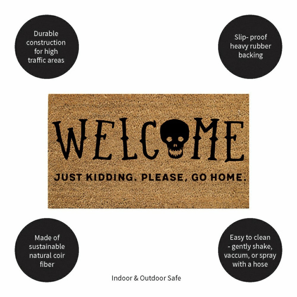 Plow & Hearth 28" x 16" Nature Coir Mat, Welcome Just Kidding, Please Go Home