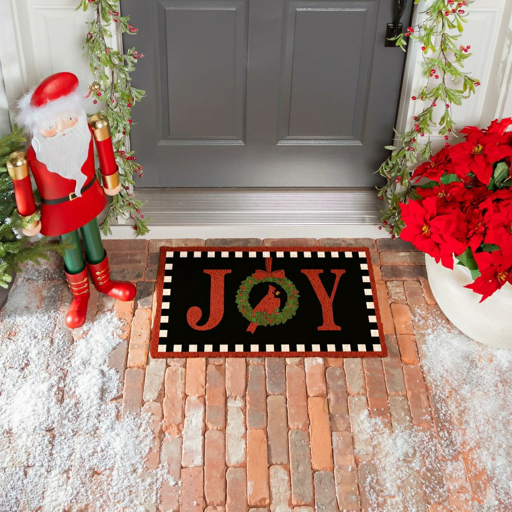 Plow & Hearth Joy To The World Wreath Coir Mat