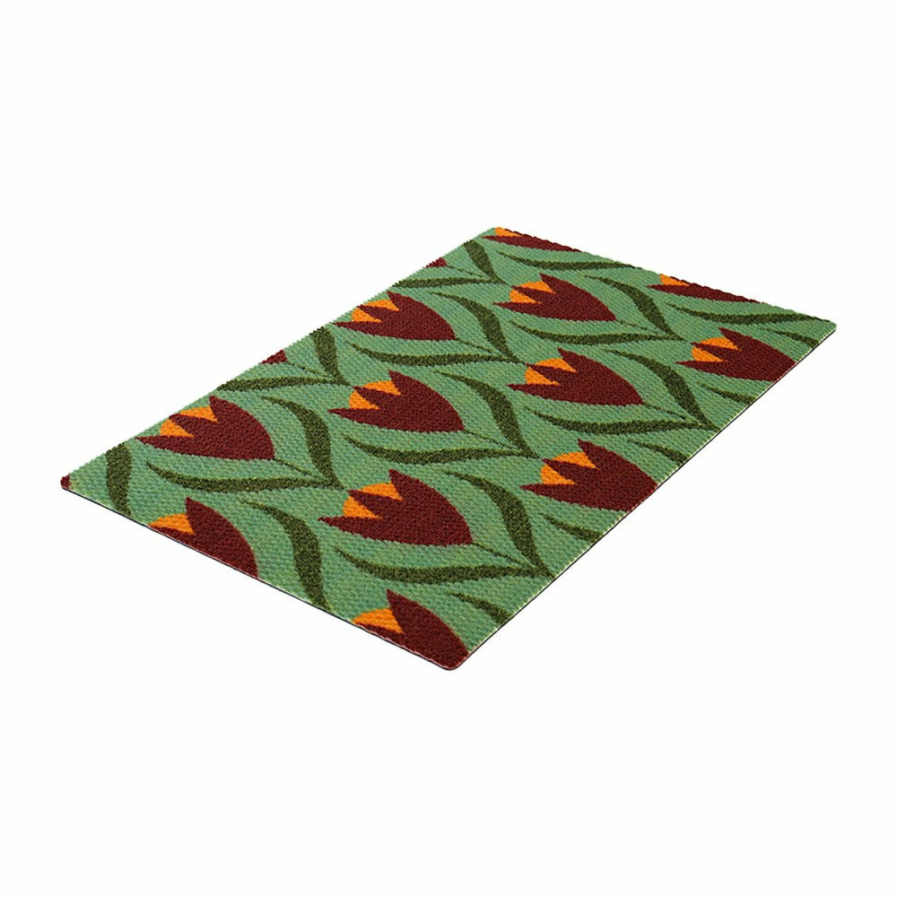 Plow & Hearth Neighburly Buttercups Doormat, Berry & Sage Double Door