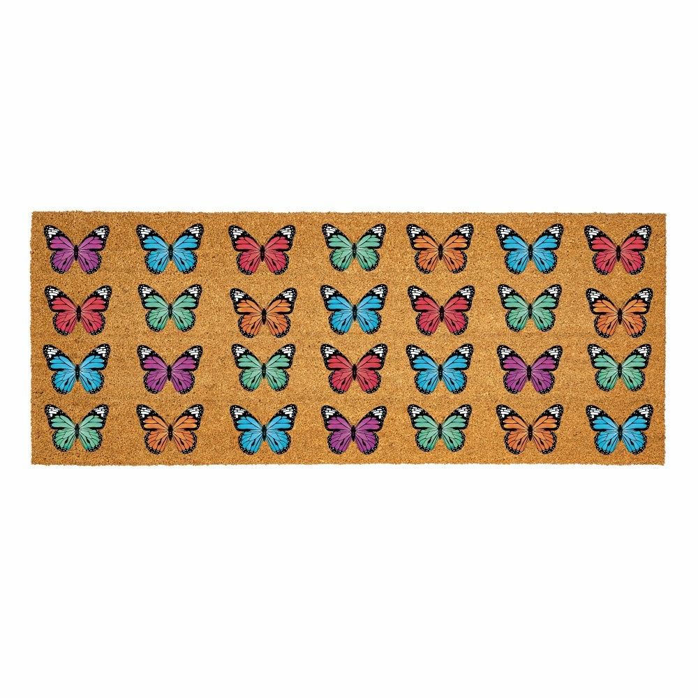 Plow & Hearth What She Shed Butterfly Family, Coir Mat, 60"x24"