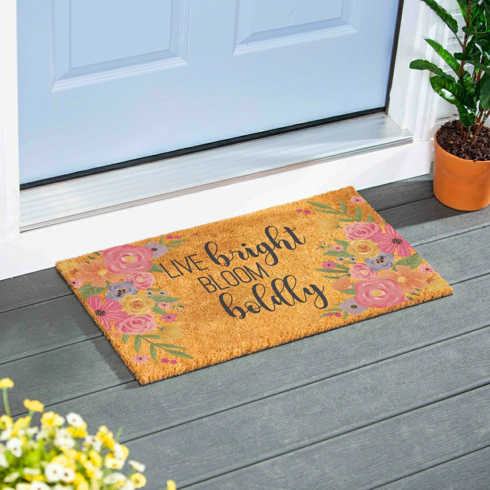 Plow & Hearth Bunny Blooms Spring Blossom, Coir Mat 28"x16"