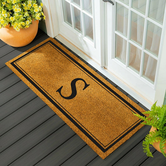 Plow & Hearth Monogram Coir Mat 60"x24", Letter S