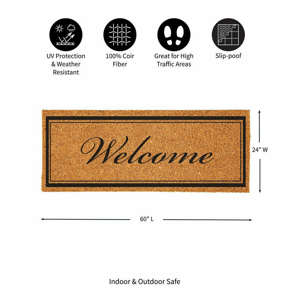 Plow & Hearth Large Format Welcome Coir Mat, 2' x 5'