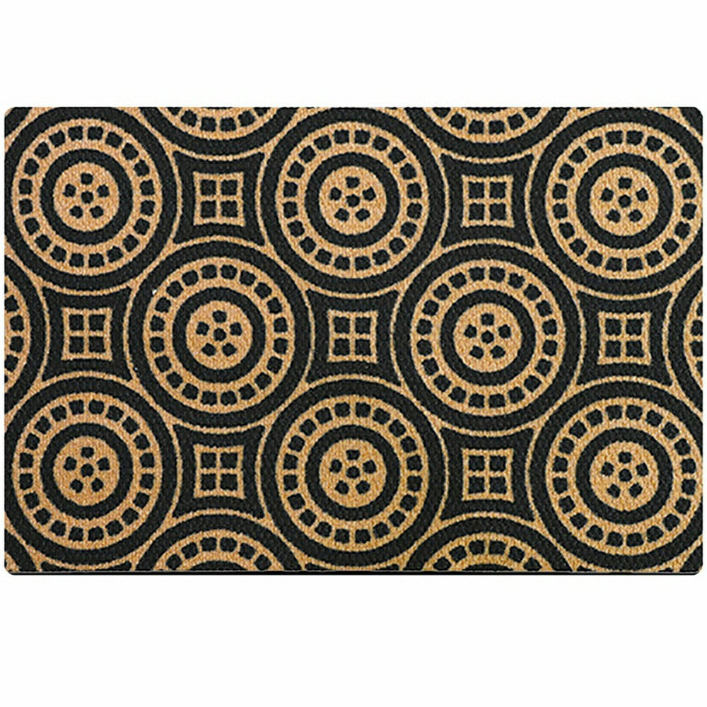 Plow & Hearth Neighburly Medallions Doormat, Black & Coir Double Door