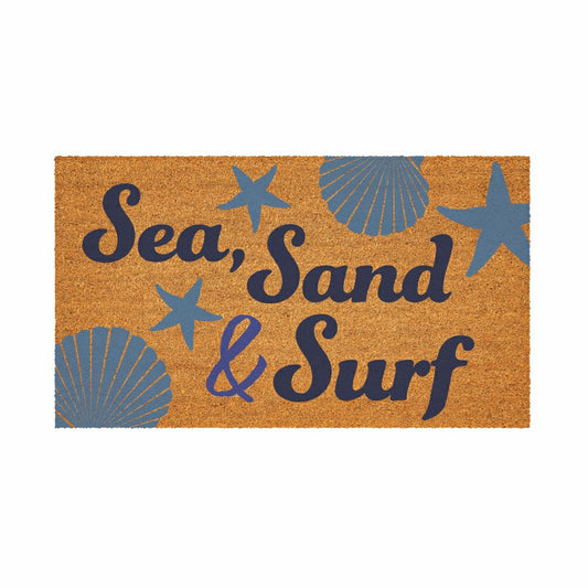 Plow & Hearth Coastal Coir Mat Sean Sand and Surf 28x16"