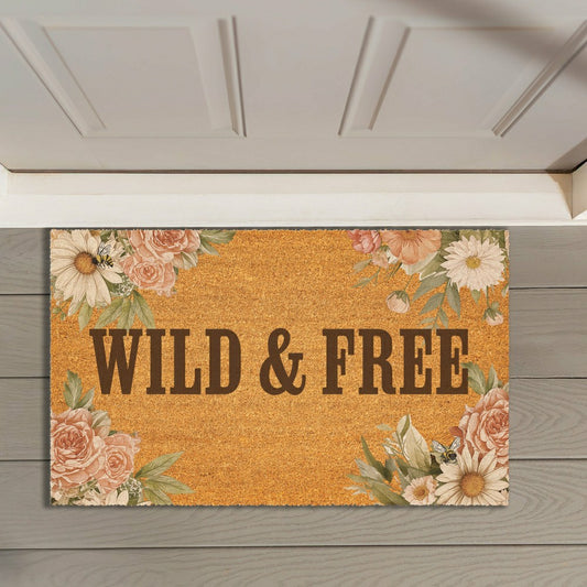 Plow & Hearth Petal & Plow Floral Boots Coir Mat, 30"x18"