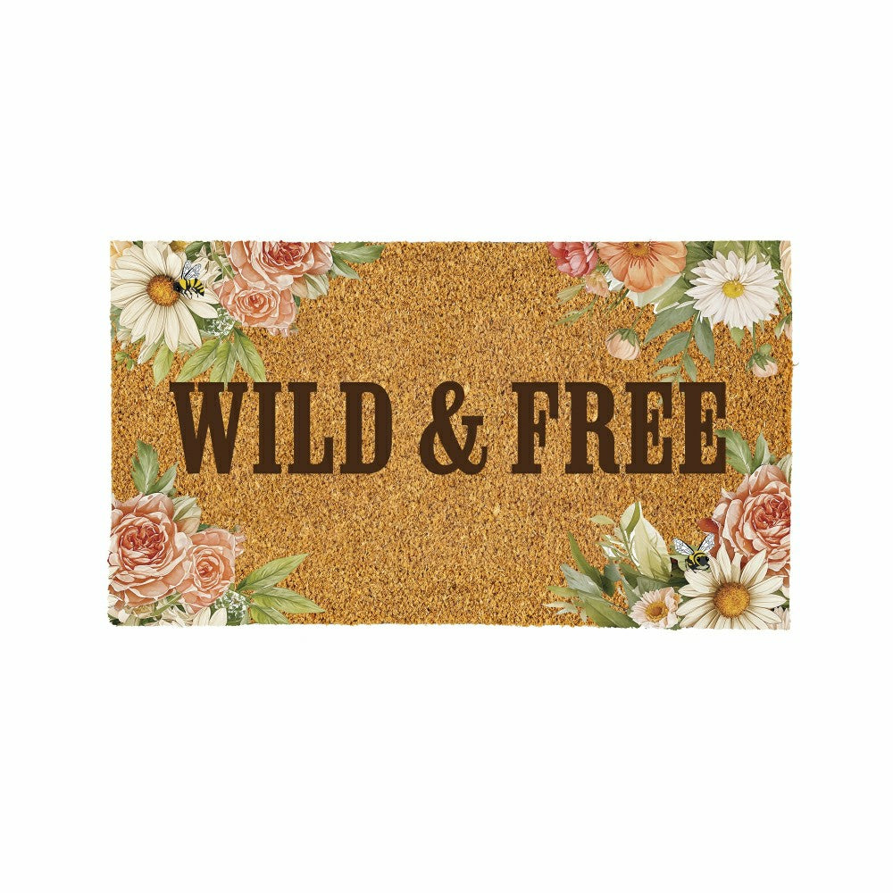 Plow & Hearth Petal & Plow Floral Boots Coir Mat, 30"x18"