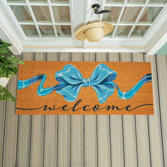 Plow & Hearth Bunny Blooms Bows & Butterfly, Coir Mat, 60"x24"