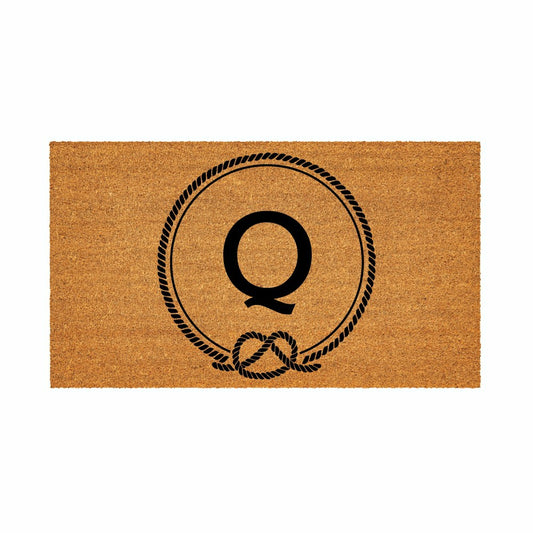 Plow & Hearth Coastal Coir Mat Nautical Monogram 28x16"