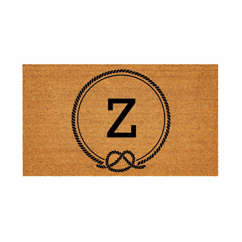 Plow & Hearth Coastal Coir Mat Nautical Monogram 28x16"