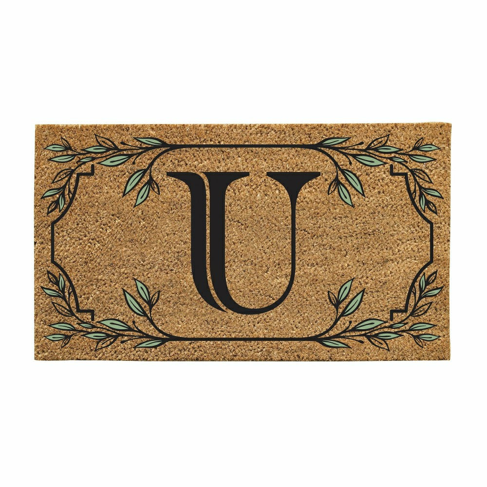 Plow & Hearth Monogram Coir Mat, Letter "U"