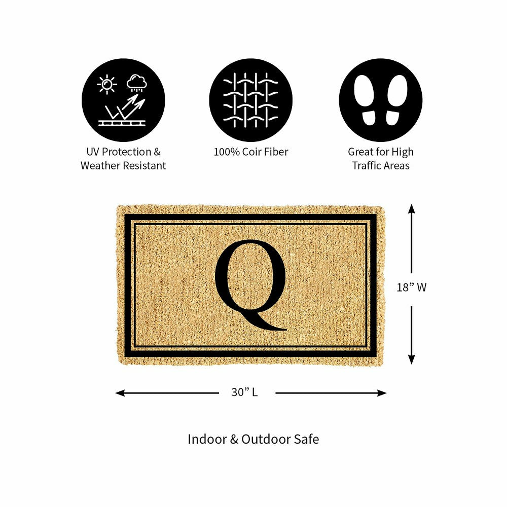 Plow & Hearth Monogram Coir Mat, Letter "Q"