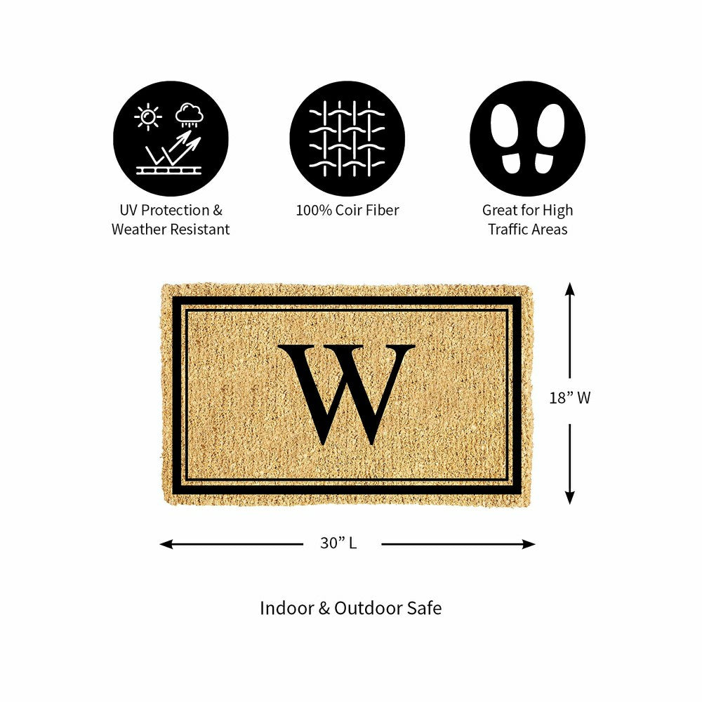 Plow & Hearth Monogram Coir Mat, Letter "W"