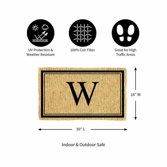 Plow & Hearth Monogram Coir Mat, Letter "W"