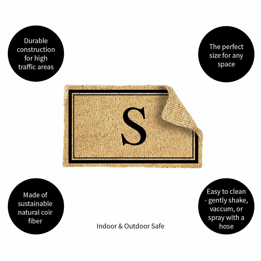 Plow & Hearth Monogram Coir Mat, Letter "S"