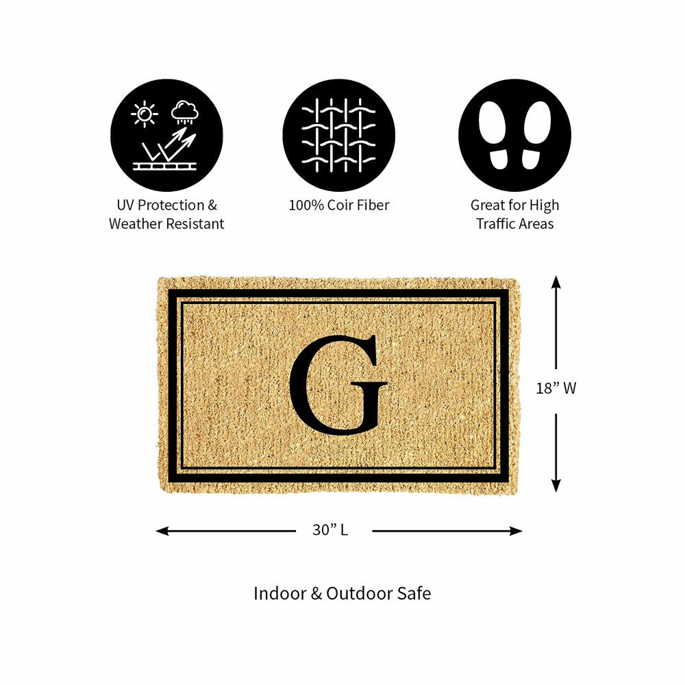 Plow & Hearth Monogram Coir Mat, Letter "G"