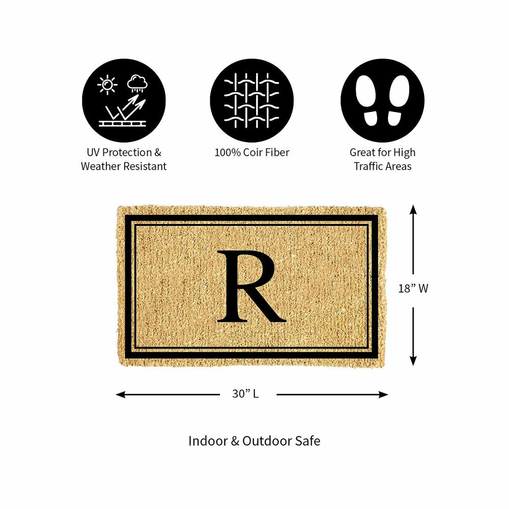 Plow & Hearth Monogram Coir Mat, Letter "R"