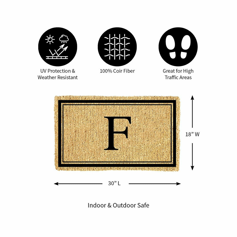 Plow & Hearth Monogram Coir Mat, Letter "F"
