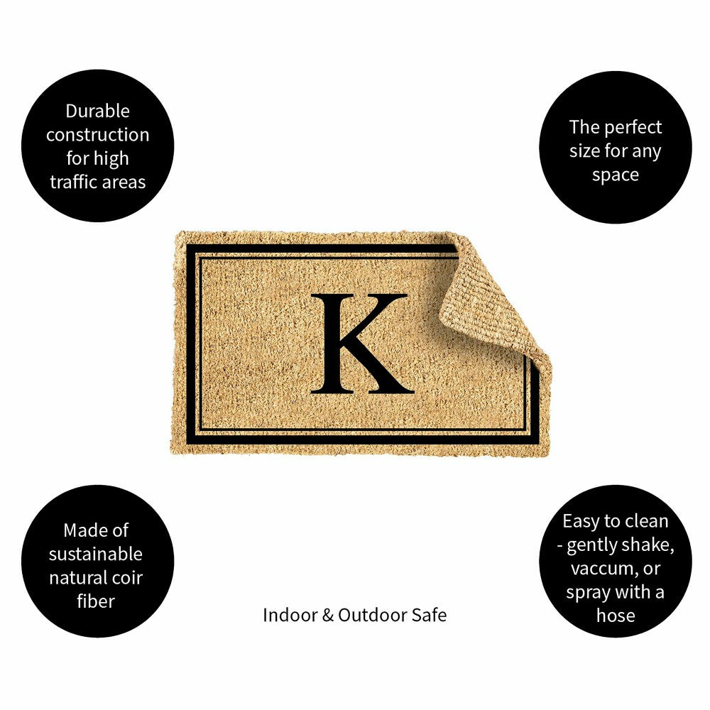 Plow & Hearth Monogram Coir Mat, Letter "K"