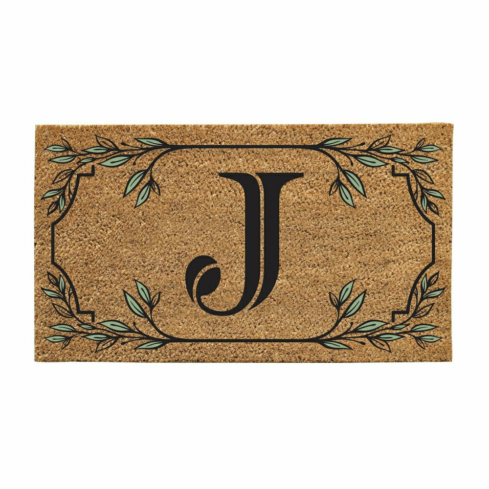 Plow & Hearth Monogram Coir Mat, Letter "J"