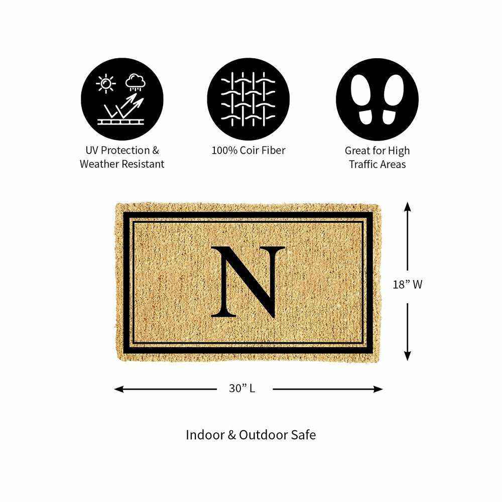 Plow & Hearth Monogram Coir Mat, Letter "N"