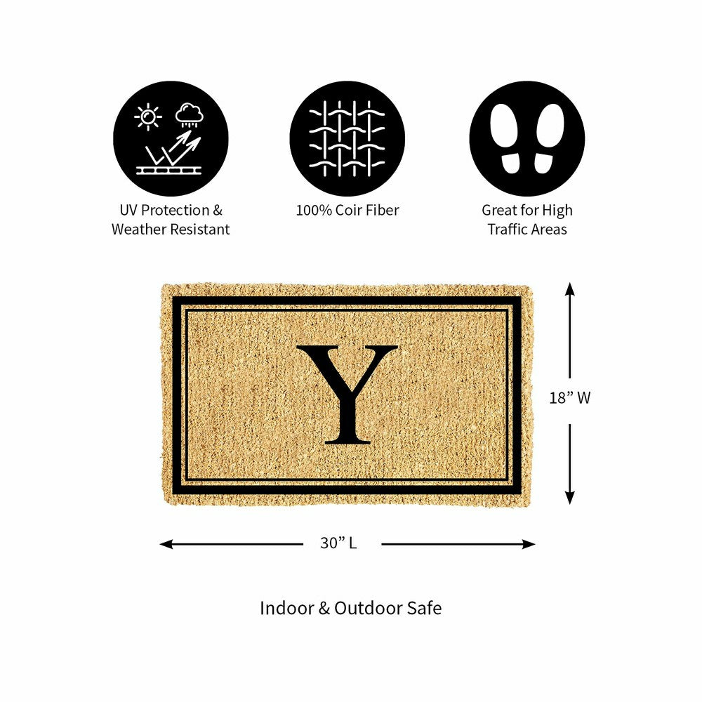 Plow & Hearth Monogram Coir Mat, Letter "Y"