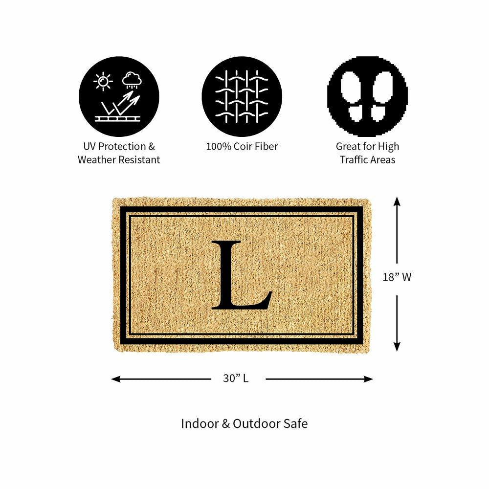 Plow & Hearth Monogram Coir Mat, Letter "L"