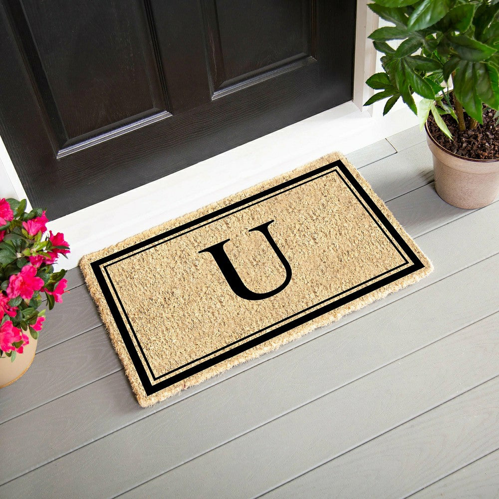 Plow & Hearth Monogram Coir Mat, Letter "U"