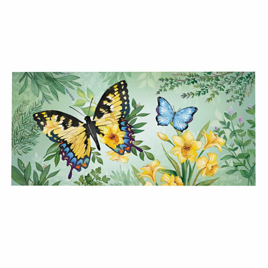 Plow & Hearth Cottage Garden Green & Yellow Florals Monarch Butterfly Sassafras Swit