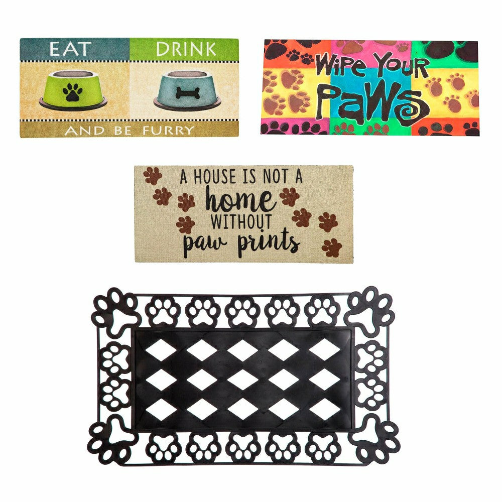 Plow & Hearth Sassafras Paw Print Set of 4 (43BM007+43201+431125+43N1634)