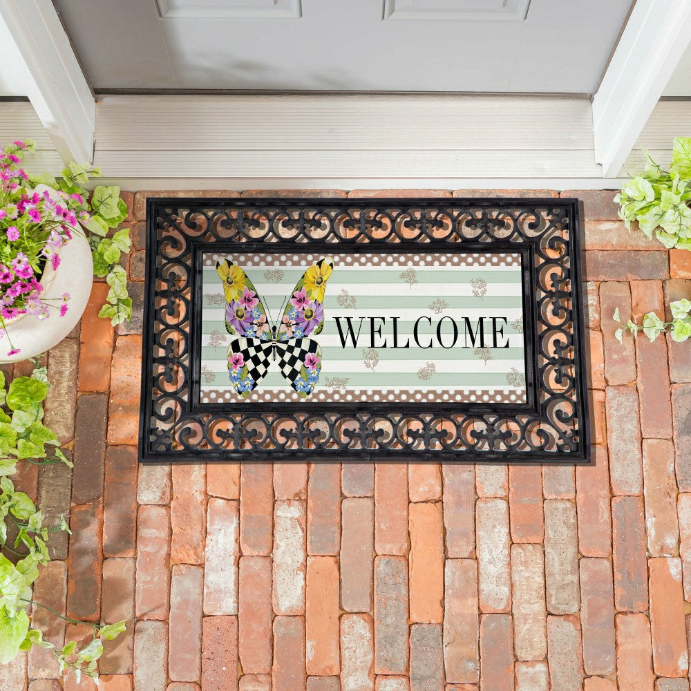 Plow & Hearth Courtly Check Butterfly Sassafras Switch Mat