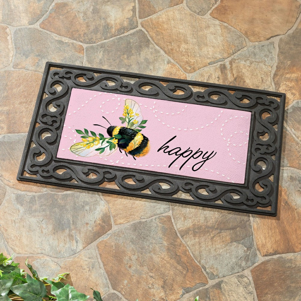 Plow & Hearth Bee Happy Pink Sassafras Switch Mat