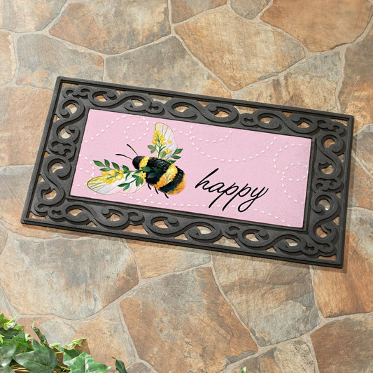 Plow & Hearth Bee Happy Pink Sassafras Switch Mat