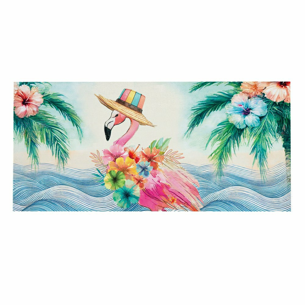 Plow & Hearth Palm Beach Floral Flamingo Sassafras Switch Mat