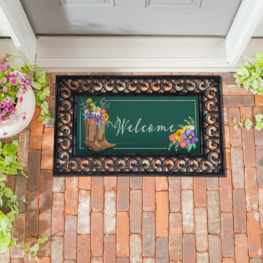 Plow & Hearth Boots And Bow Floral Sassafras Switch Mat