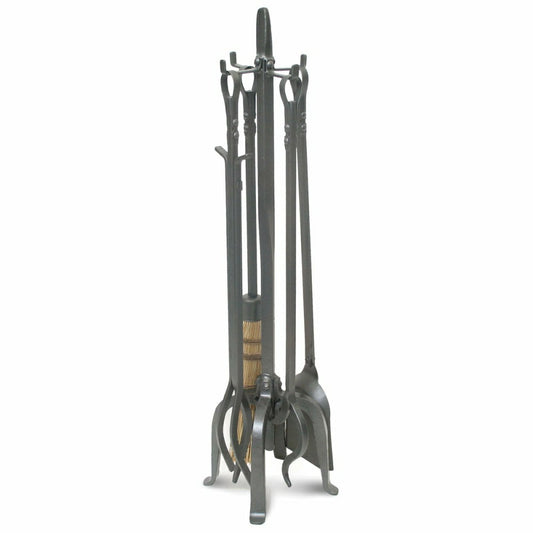 Plow & Hearth Old World Forged Iron Fireplace Tool Set